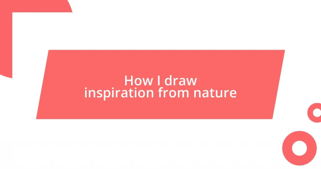 How I draw inspiration from nature