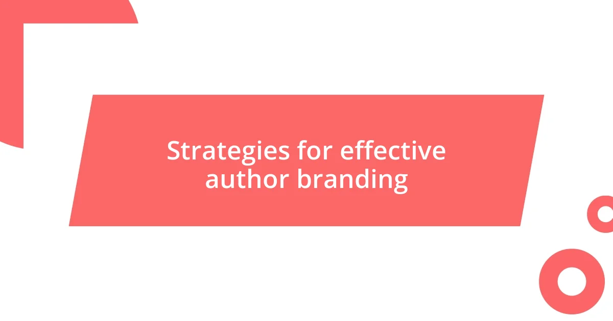 Strategies for effective author branding